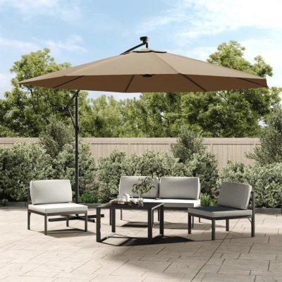VIDAXL Parasol De Jardin En Porte-&agrave;-faux Et Lumi&egrave;res Led M&acirc;t En M&eacute;tal 