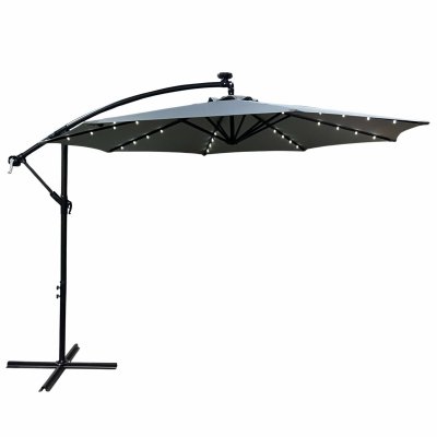 AKORD FURNITURE FACTORY Parasol de jardin MILIN avec &eacute;clairage LED gris clair Poids 127 kg Dimensions L300 x l300 x H245 cm