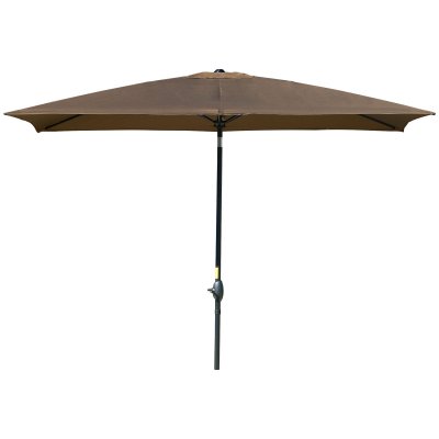 OUTSUNNY Parasol de jardin rectangulaire inclinable polyester marron