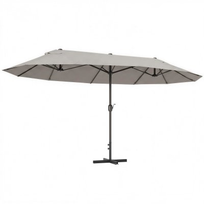 OUTSUNNY Parasol de jardin XXL &agrave; manivelle acier polyester caf&eacute; latte