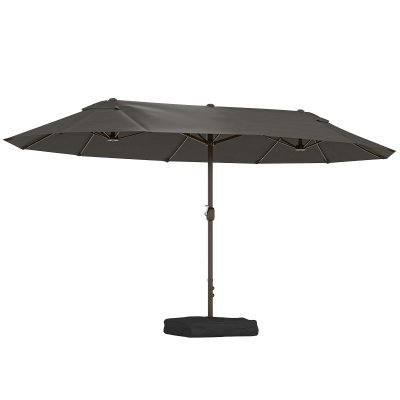 OUTSUNNY Parasol de jardin XXL pied contrepoids inclus acier polyester gris