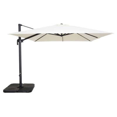 OVIALA Parasol d&eacute;port&eacute; 3x3m et 4 dalles &agrave; remplir aluminium blanc - Blanc