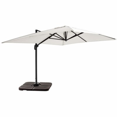 OVIALA Parasol d&eacute;port&eacute; 3x4m et 4 dalles &agrave; remplir aluminium blanc