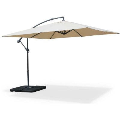 SWEEEK Parasol d&eacute;port&eacute; carr&eacute; 3x3m beige mat excentr&eacute;