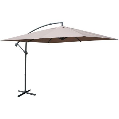 SWEEEK Parasol D&eacute;port&eacute; Carr&eacute; 3x3m - Hardelot 3x3m - Taupe - Manivelle Anti-Retour Toile D&eacute;perlante