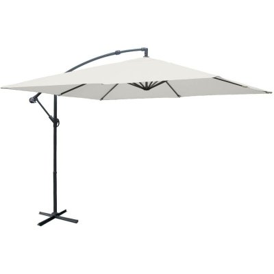 SWEEEK Parasol d&eacute;port&eacute; carr&eacute; 3x3m Hardelot Ecru, mat excentr&eacute;, 8 baleines, toile 180g d&eacute;perlante