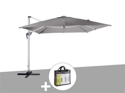  Parasol d&eacute;port&eacute; carr&eacute; ardoise Equador avec housse de protection - 3 x 3 m - Hesp&eacute;ride