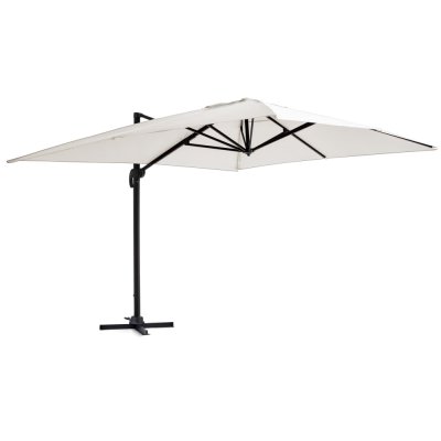 OVIALA Parasol d&eacute;port&eacute; inclinable et rotatif 4x3m en aluminium &eacute;cru - 