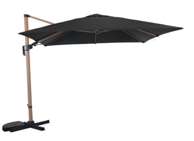 PROLOISIRS Parasol d&eacute;port&eacute; LB orientable - heat look bois oak/gris 3 x 3 m