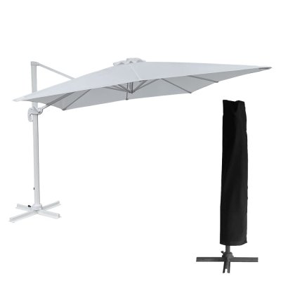 HAPPY GARDEN Parasol d&eacute;port&eacute; molokai rectangulaire 3x4m blanc + housse - Blanc