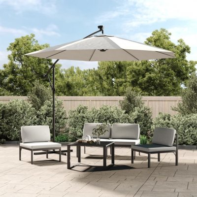 VIDAXL Parasol d&eacute;port&eacute; &Oslash; 300 cm avec &eacute;clairage LED - Sable - 300 cm