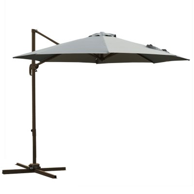 OUTSUNNY Parasol d&eacute;port&eacute; octogonal inclinable rotatif 360&deg; gris