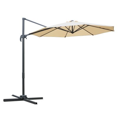 OUTSUNNY Parasol d&eacute;port&eacute; octogonal inclinable rotatif 360&deg; polyester beige