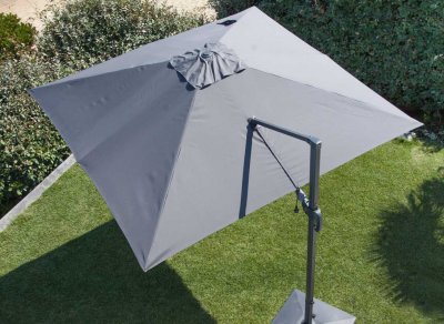 PROLOISIRS Parasol D&eacute;port&eacute; Orientable Nh - Toile Carr&eacute; 300 X 300 Cm - Toile Grise