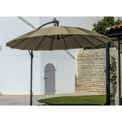 PROLOISIRS Parasol D&eacute;port&eacute; Pagode - Diam&egrave;tre 300 Cm - Aluminium - Toile Taupe