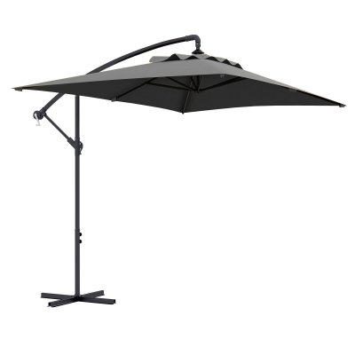 OUTSUNNY Parasol d&eacute;port&eacute; rectangulaire dim. 294L x 193l x 250H cm pied en croix gris