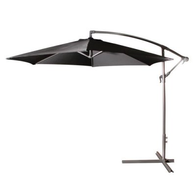  Parasol d&eacute;port&eacute; rond 300 cm en tissu vert noir