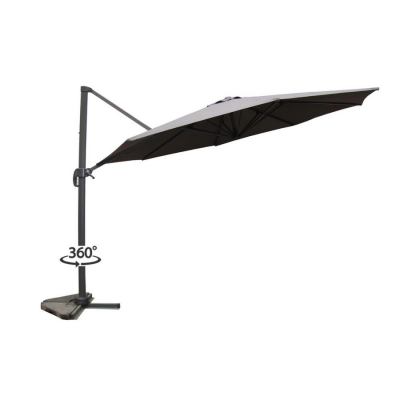 CONCEPT USINE Parasol d&eacute;port&eacute; rond &Oslash; 350cm rotatif &agrave; 360&deg; gris CASTILLO - Gris