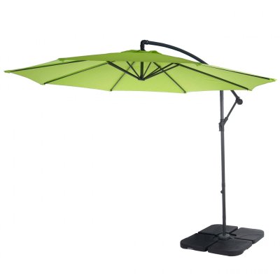 MENDLER Parasol d&eacute;port&eacute; semi-pro Acerra, 3m inclinable vert limon avec support
