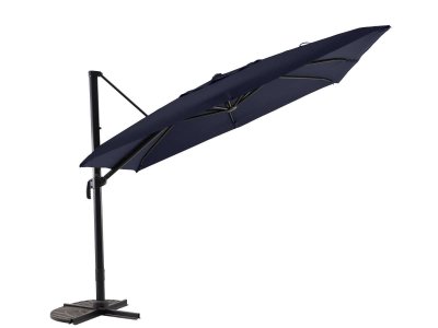 JARDIDECO Parasol D&eacute;port&eacute;e Carr&eacute; Inclinable 5 Positions Bleu Chin&eacute; - 3 X 3 M - 