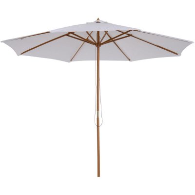 OUTSUNNY Parasol droit octogonal bois cr&egrave;me