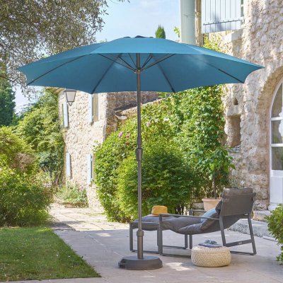 HESPERIDE Parasol droit rond Sisko bleu canard 2,7m - Hesp&eacute;ride - Bleu canard