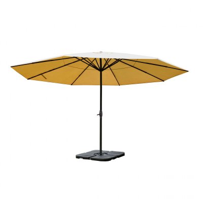 MENDLER Parasol en aluminium Meran Pro, sans volant, &Oslash; 5m cr&egrave;me avec pied