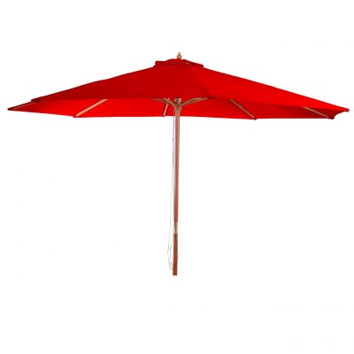 MENDLER Parasol en bois, parasol de jardin florida, parasol de march&eacute;, 3,5m ~ bordeaux