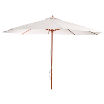 MENDLER Parasol en bois, parasol de jardin florida, parasol de march&eacute;, 3,5m ~ cr&egrave;me