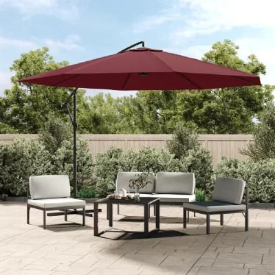 VIDAXL Parasol en porte-&agrave;-faux avec m&acirc;t en aluminium 350 cm Bordeaux