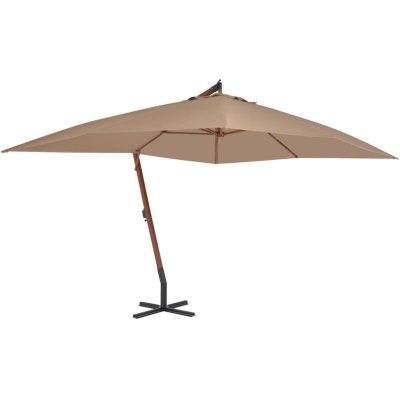VIDAXL Parasol en porte-&agrave;-faux avec m&acirc;t en bois 400x300 cm Taupe
