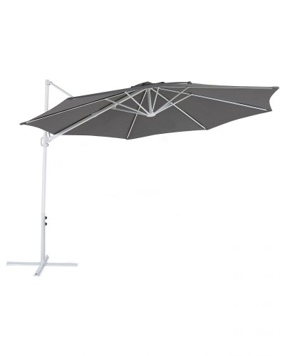 BELIANI Parasol en porte-&agrave;-faux gris fonc&eacute; et blanc âŒ€ 2,95 m SAVONA II
