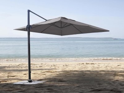 JARDILINE Parasol excentr&eacute; carr&eacute; TRINIDAD 3 x 3 m Multipositions. Taupe