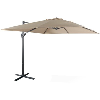 Parasol haut de gamme d&eacute;port&eacute; carr&eacute; inclinable 3x3m beige