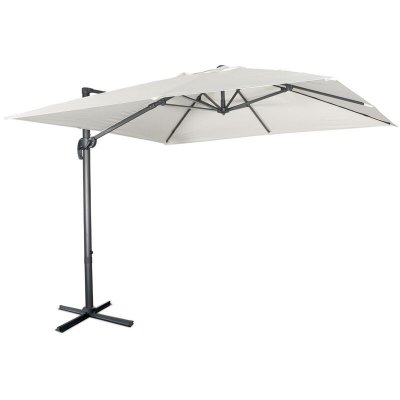 SWEEEK Parasol haut de gamme d&eacute;port&eacute; carr&eacute; inclinable 3x3m &eacute;cru