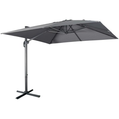SWEEEK Parasol haut de gamme d&eacute;port&eacute; carr&eacute; inclinable 3x3m gris