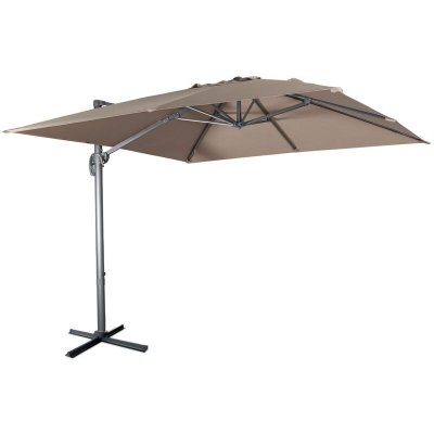 SWEEEK Parasol haut de gamme d&eacute;port&eacute; carr&eacute; inclinable 3x3m taupe