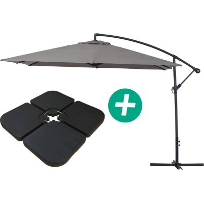 HABITAT ET JARDIN Parasol jardin d&eacute;port&eacute; Alu ""Ilios 3"" - Carr&eacute; - 3 x 3 m - Gris - Dalles incluses