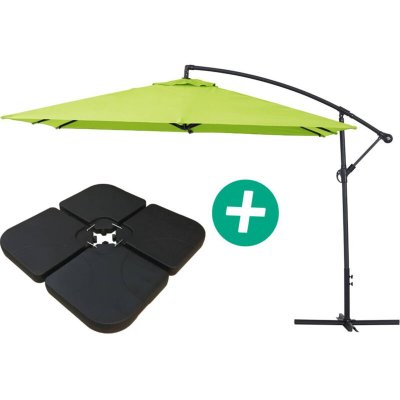 HABITAT ET JARDIN Parasol jardin d&eacute;port&eacute; Alu ""Ilios 3"" - Carr&eacute; - 3 x 3 m - Vert - Dalles incluses