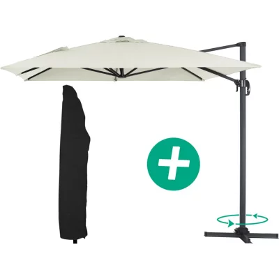 HABITAT ET JARDIN Parasol jardin d&eacute;port&eacute; Alu ""Sun 4"" - Rectangle - 3 x 4 m + Housse de protection - Ecru