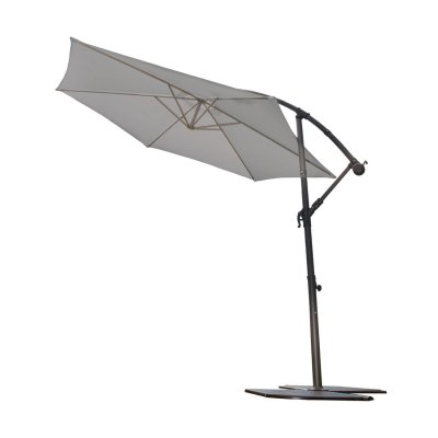 OZALIDE Parasol &Oslash; 3 m Mat D&eacute;port&eacute; &agrave; Manivelle - Gris Perle - Diam&egrave;tre : 3 m