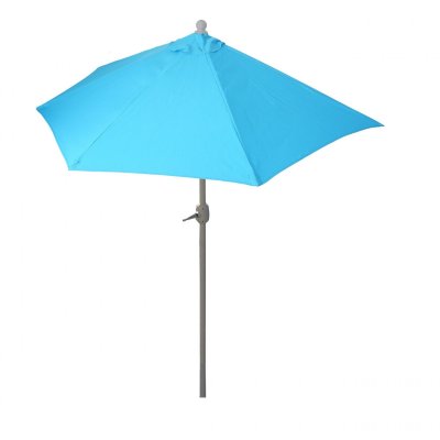MENDLER Parasol Parla en alu, h&eacute;micycle, UV 50+ 300cm turquoise sans pied