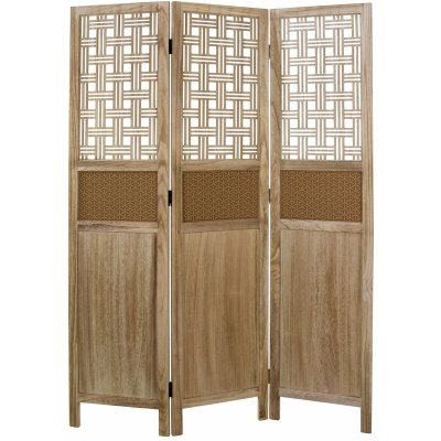 Paravent 3 panneaux en bois avec motif 170x120cm PAR06074