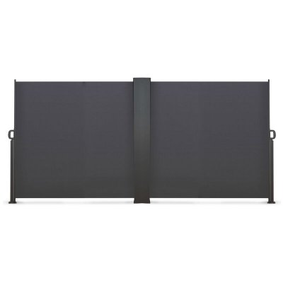 IDMARKET Paravent ext&eacute;rieur r&eacute;tractable double 180 x 800 CM gris anthracite store lat&eacute;ral