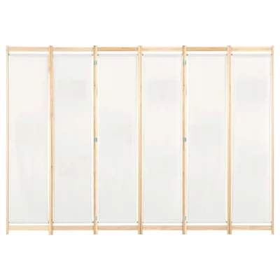 Paravent - Helloshop26 - 6 Panneaux - Cr&egrave;me - 240 x 170 cm - Tissu