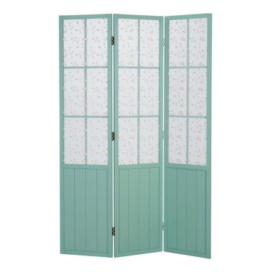 Paravent Homestyle4u 3 Panneaux 170x120 Cm Turquoise Bois