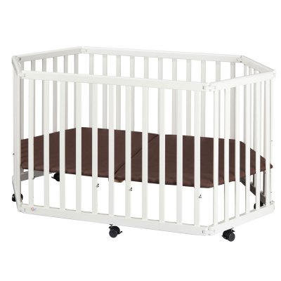 TISSI Parc b&eacute;b&eacute; pliant en hetre massif blanc 84 x 143 x 75 cm 100029