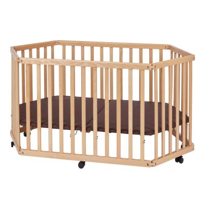 TISSI Parc b&eacute;b&eacute; pliant en hetre massif naturel 84 x 143 x 75 cm 100028