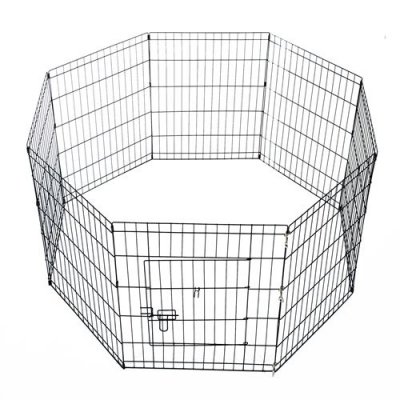 PAWHUT Parc enclos acier pour chien animaux 1 porte 8 panneaux 76L x 61l cm noir