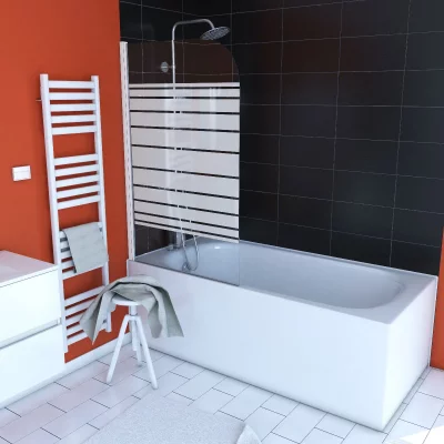 Pare baignoire &agrave; volet pivotant - Blanc - 130 x 80 cm
